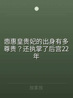 悫惠皇贵妃的出身有多尊贵？还执掌了后宫2