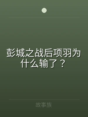 彭城之战后项羽为什么输了？