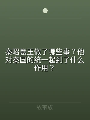 秦昭襄王做了哪些事？他对秦国的统一起到了
