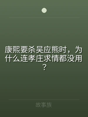 康熙要杀吴应熊时，为什么连孝庄求情都没用