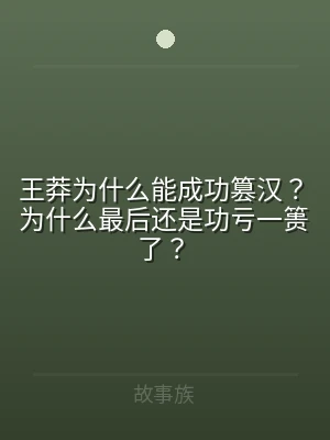 王莽为什么能成功篡汉？为什么最后还是功亏