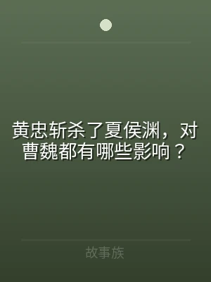 黄忠斩杀了夏侯渊，对曹魏都有哪些影响？