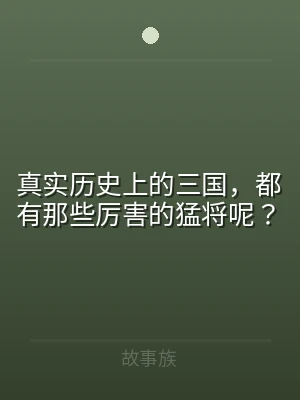 真实历史上的三国，都有那些厉害的猛将呢？