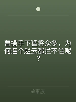 曹操手下猛将众多，为何连个赵云都拦不住呢