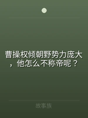 曹操权倾朝野势力庞大，他怎么不称帝呢？