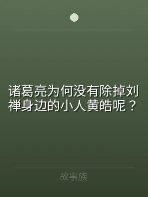 诸葛亮为何没有除掉刘禅身边的小人黄皓呢？