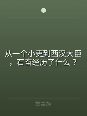 从一个小吏到西汉大臣，石奋经历了什么？
