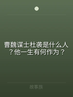 曹魏谋士杜袭是什么人？他一生有何作为？