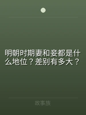 明朝时期妻和妾都是什么地位？差别有多大？
