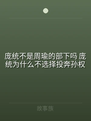 庞统不是周瑜的部下吗 庞统为什么不选择投