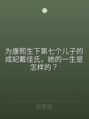 为康熙生下第七个儿子的成妃戴佳氏，她的一