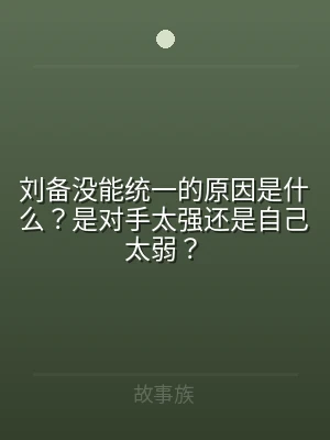 刘备没能统一的原因是什么？是对手太强还是