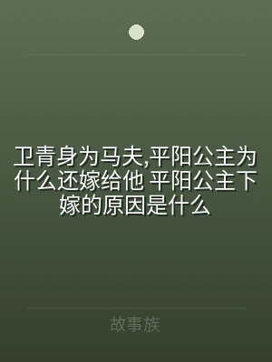 卫青身为马夫,平阳公主为什么还嫁给他 平