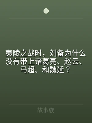 夷陵之战时，刘备为什么没有带上诸葛亮、赵