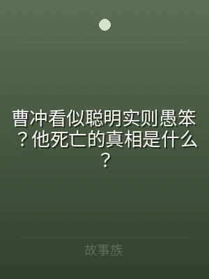 曹冲看似聪明实则愚笨？他死亡的真相是什么