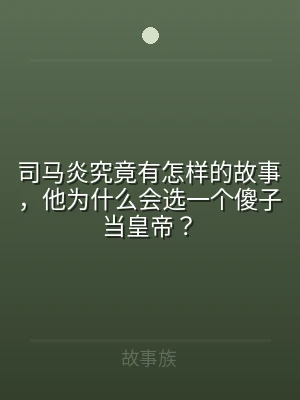 司马炎究竟有怎样的故事，他为什么会选一个