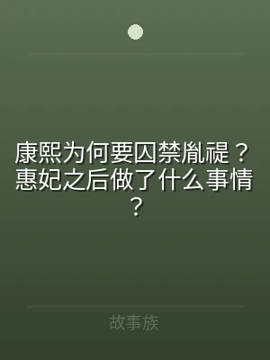 康熙为何要囚禁胤禔？惠妃之后做了什么事情