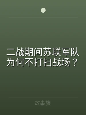二战期间苏联军队为何不打扫战场？