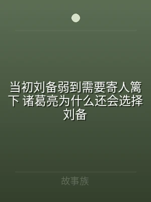当初刘备弱到需要寄人篱下 诸葛亮为什么还