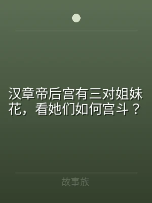 汉章帝后宫有三对姐妹花，看她们如何宫斗？