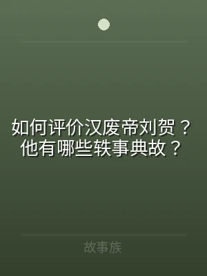 如何评价汉废帝刘贺？他有哪些轶事典故？