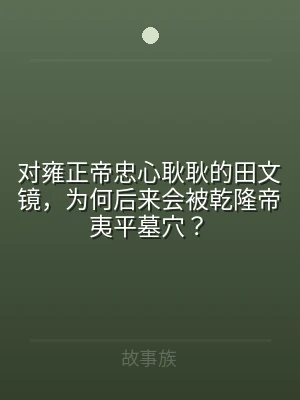对雍正帝忠心耿耿的田文镜，为何后来会被乾