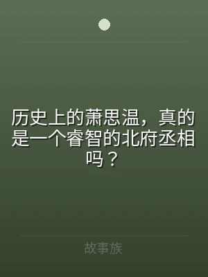 历史上的萧思温，真的是一个睿智的北府丞相