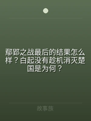 鄢郢之战最后的结果怎么样？白起没有趁机消