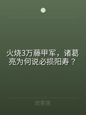 火烧3万藤甲军，诸葛亮为何说必损阳寿？