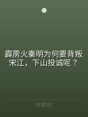 霹雳火秦明为何要背叛宋江，下山投诚呢？