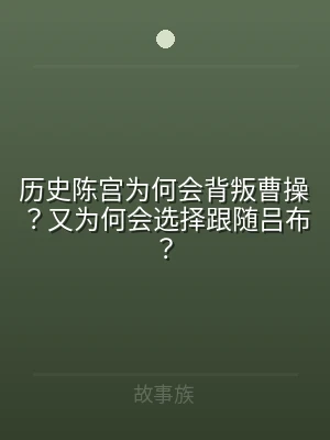 历史陈宫为何会背叛曹操？又为何会选择跟随