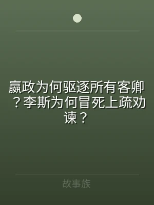 嬴政为何驱逐所有客卿？李斯为何冒死上疏劝