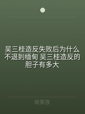 吴三桂造反失败后为什么不退到缅甸 吴三桂