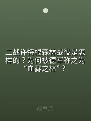 二战许特根森林战役是怎样的？为何被德军称