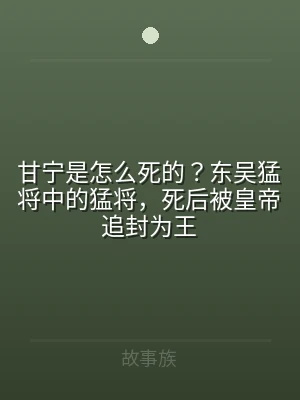甘宁是怎么死的？东吴猛将中的猛将，死后被