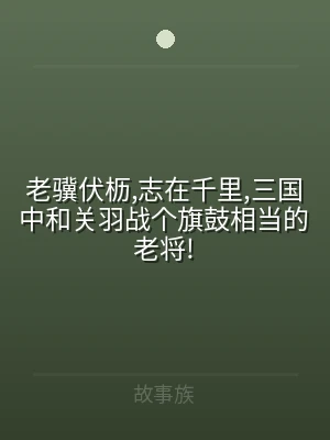 老骥伏枥,志在千里,三国中和关羽战个旗鼓