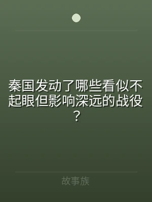秦国发动了哪些看似不起眼但影响深远的战役