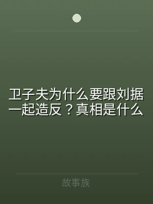 卫子夫为什么要跟刘据一起造反？真相是什么
