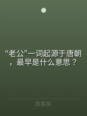 “老公”一词起源于唐朝，最早是什么意思？