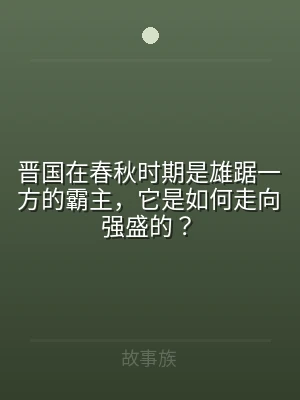 晋国在春秋时期是雄踞一方的霸主，它是如何
