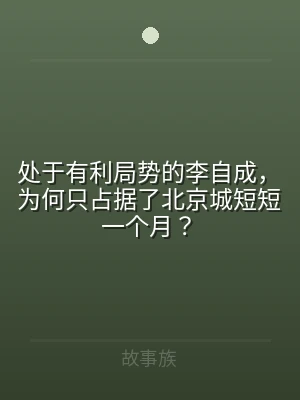 处于有利局势的李自成，为何只占据了北京城