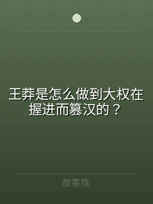 王莽是怎么做到大权在握进而篡汉的？