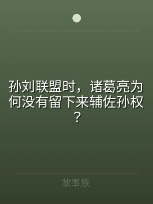 孙刘联盟时，诸葛亮为何没有留下来辅佐孙权