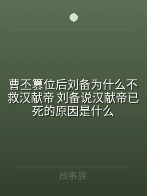 曹丕篡位后刘备为什么不救汉献帝 刘备说汉