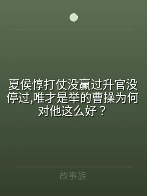 夏侯惇打仗没赢过升官没停过,唯才是举的曹