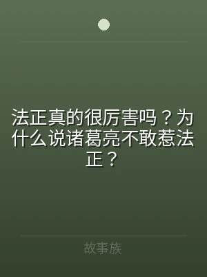 法正真的很厉害吗？为什么说诸葛亮不敢惹法